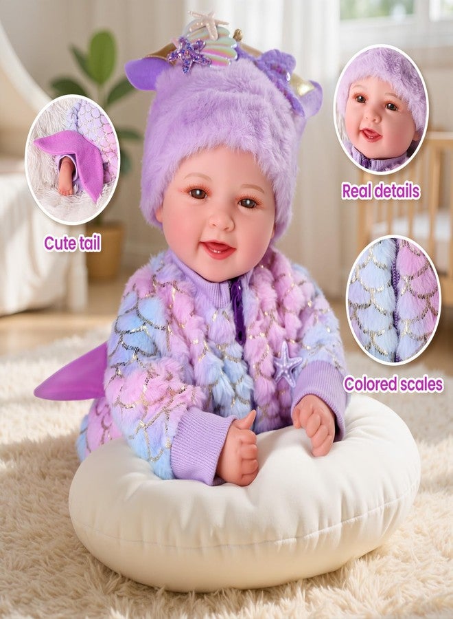 BABESIDE Mermaid Baby Doll Girl-17inch Realistic Soft Baby Dolls with Sparkling Mermaid Outfit & Accessories, Cute Mermaid Toys for 3+ Year Old Girls Gifts, Pretend Play, Collection - Image 2